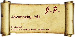 Jávorszky Pál névjegykártya